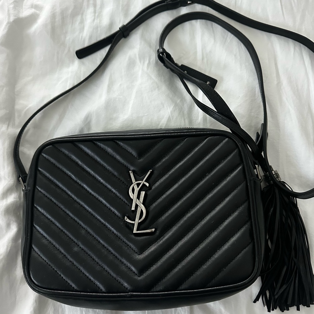 Yves Saint Laurent Black Chevron Crossbody Bag *AUTHENTIC*